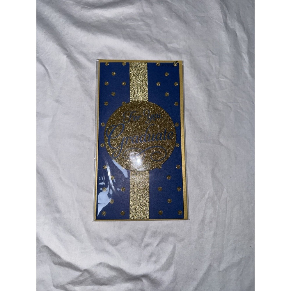 Papyrus Graduation Card Congratulations Blue Gold Glitter Sentiment 12078616